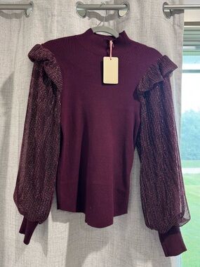 entro Plum Ribbed Mock-Neck Sweater